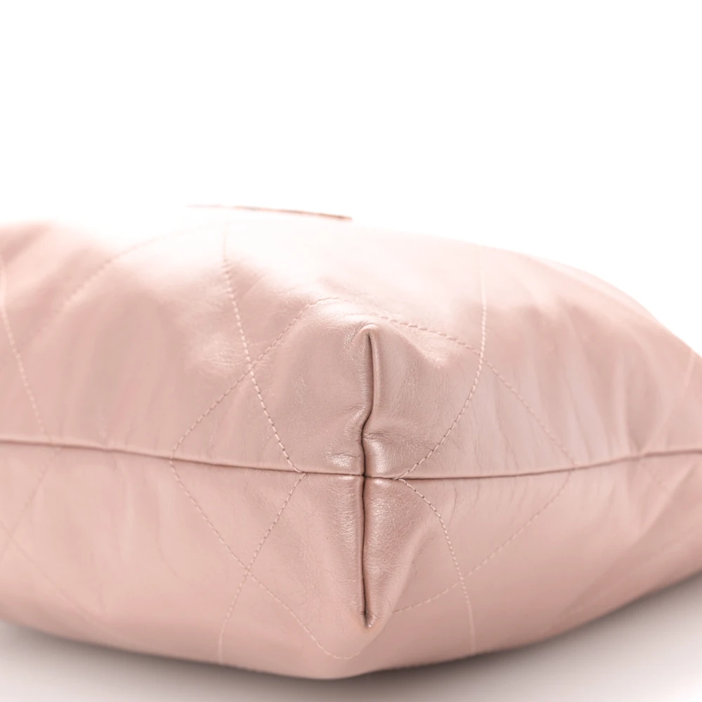 Lushentic Class Chanel 22 Small Metallic Pink Quilted Leather Bag - Image 5