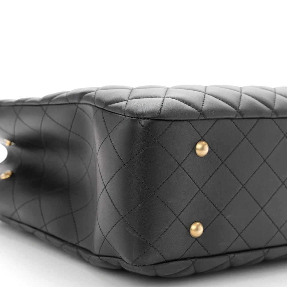 Lushentic Class Classic Shopping Tote Large Black Quilted Leather - Image 4