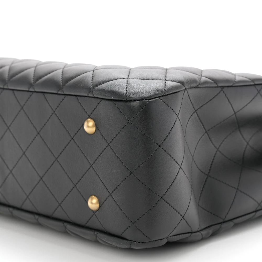 Lushentic Class Classic Shopping Tote Large Black Quilted Leather - Image 5