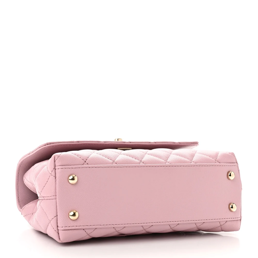 Lushentic Designer Coco Handle Flap Mini Light Pink Quilted Bag - Image 6