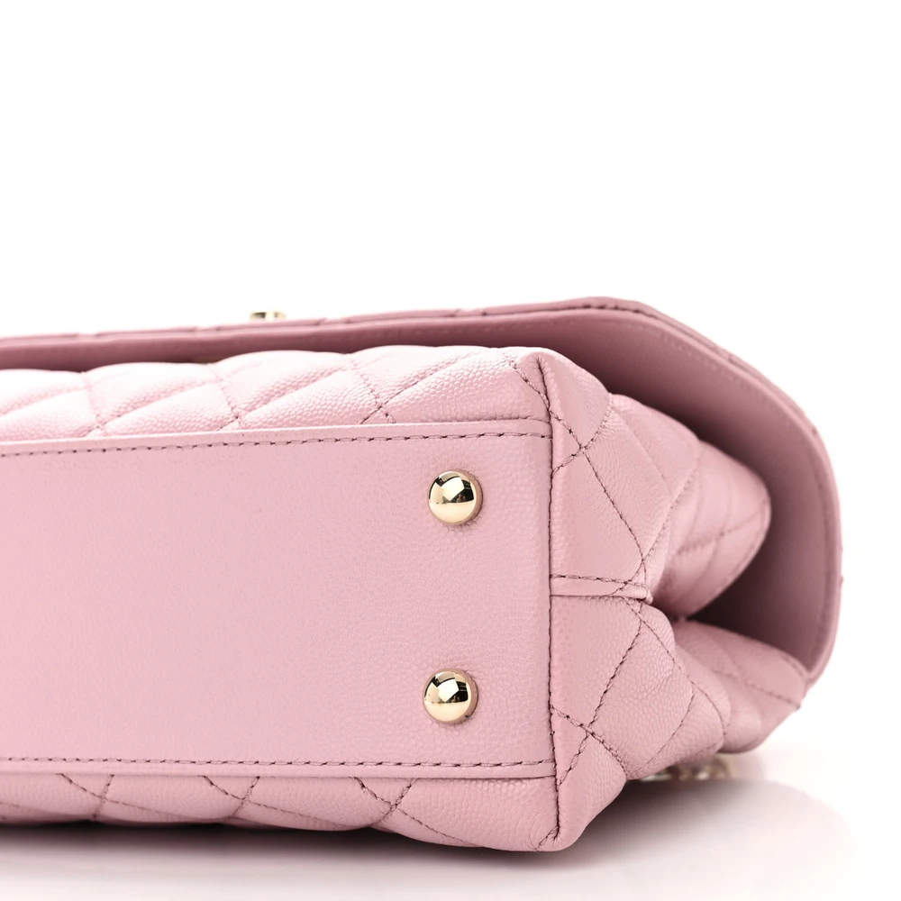 Lushentic Designer Coco Handle Flap Mini Light Pink Quilted Bag - Image 5