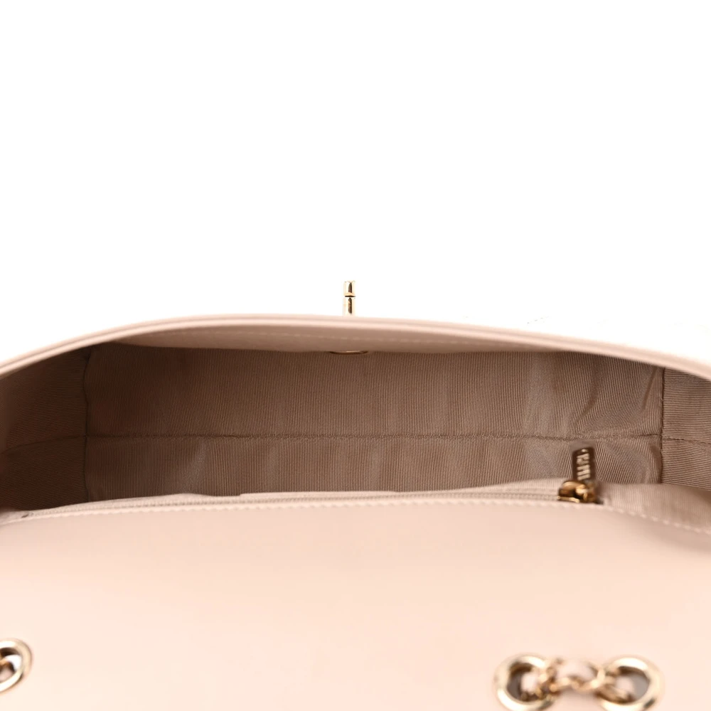 Lushentic Bag Covered CC Flap Medium Beige Calfskin Gold Hardware - Image 7