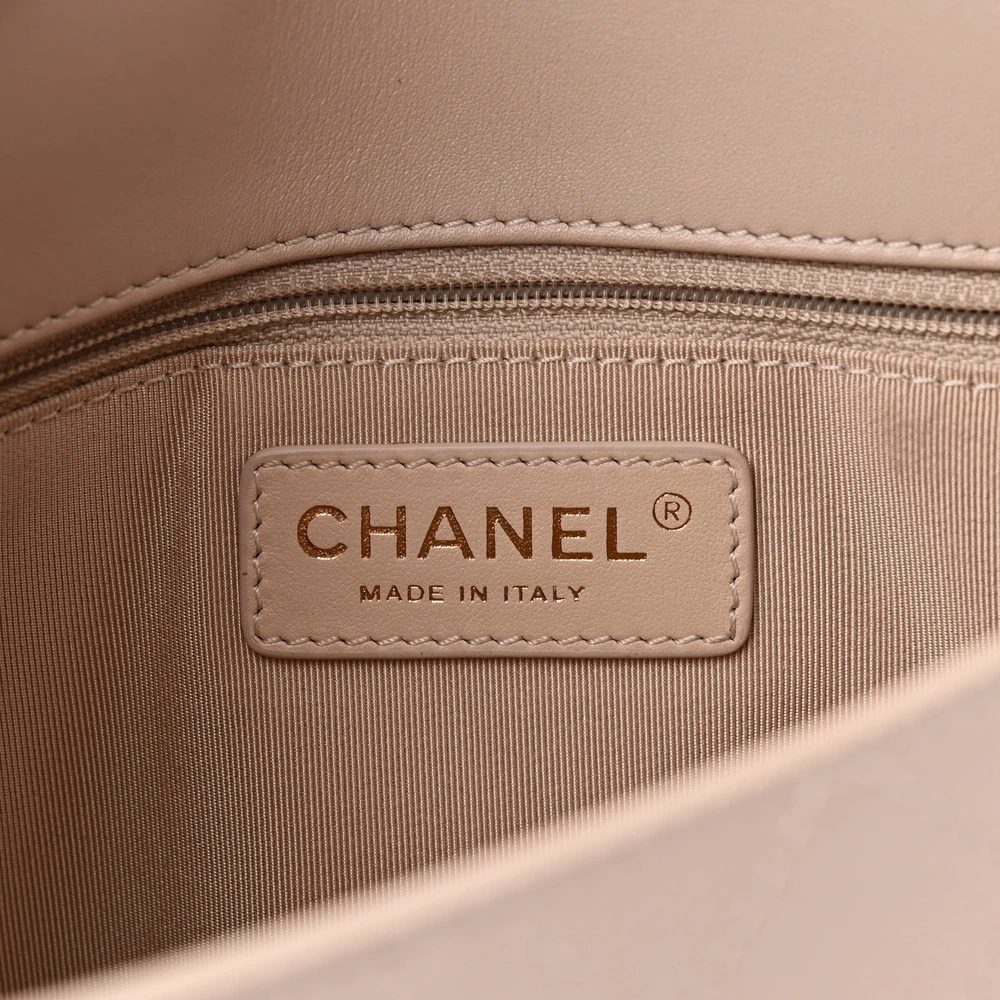 Lushentic Bag Covered CC Flap Medium Beige Calfskin Gold Hardware - Image 2