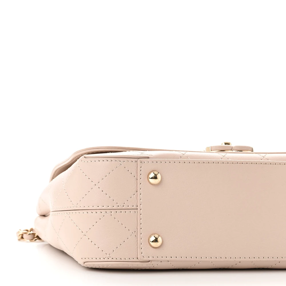 Lushentic Bag Covered CC Flap Medium Beige Calfskin Gold Hardware - Image 4