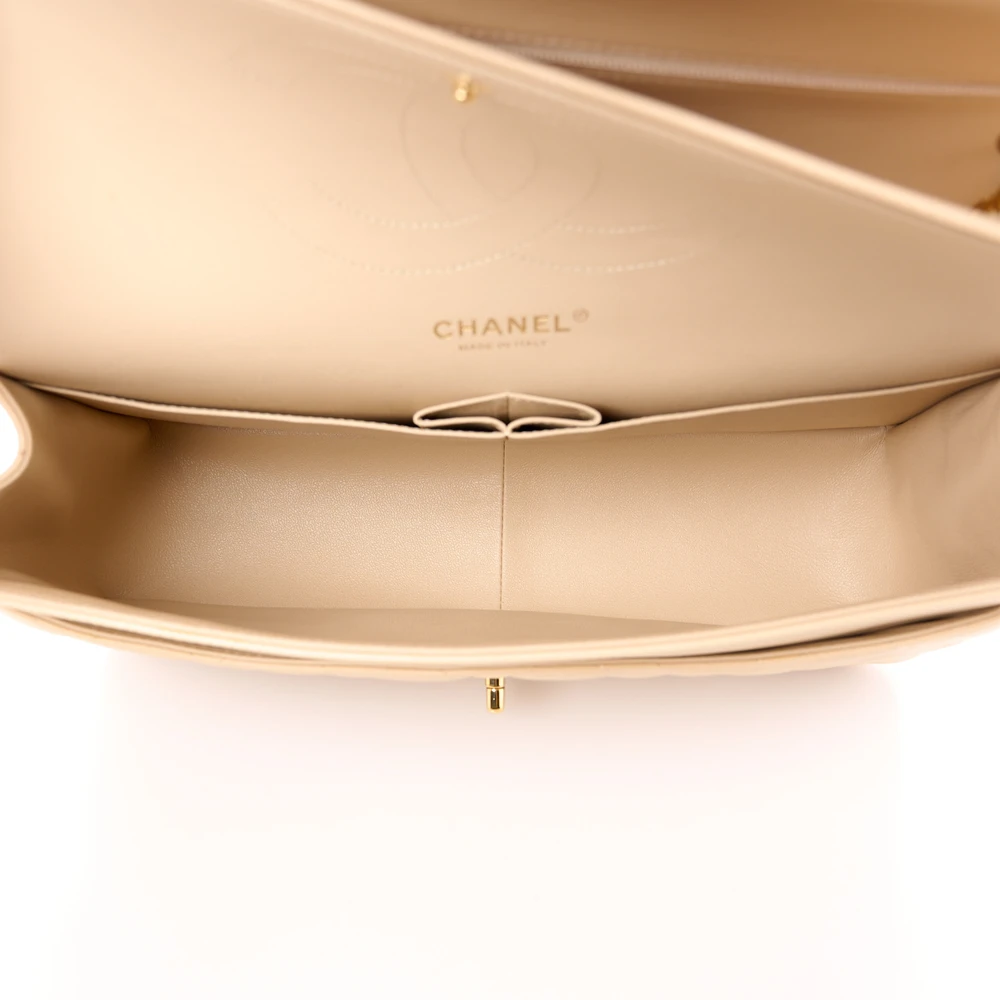 Lushentic Grade Replica Double Flap Jumbo Beige Quilted Lambskin - Image 7