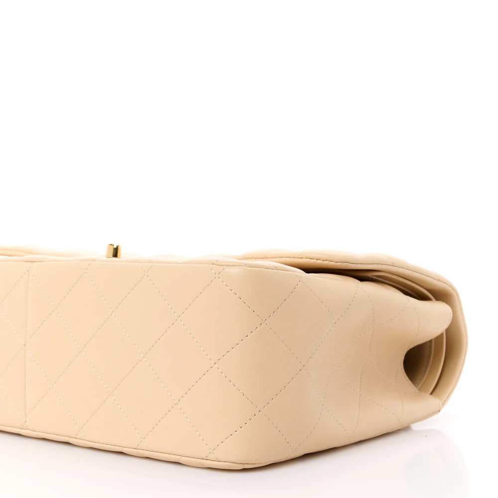 Lushentic Grade Replica Double Flap Jumbo Beige Quilted Lambskin - Image 5
