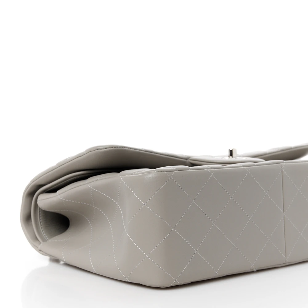 Lushentic Grade Replica Bags - Double Flap Jumbo Grey Lambskin - Image 4