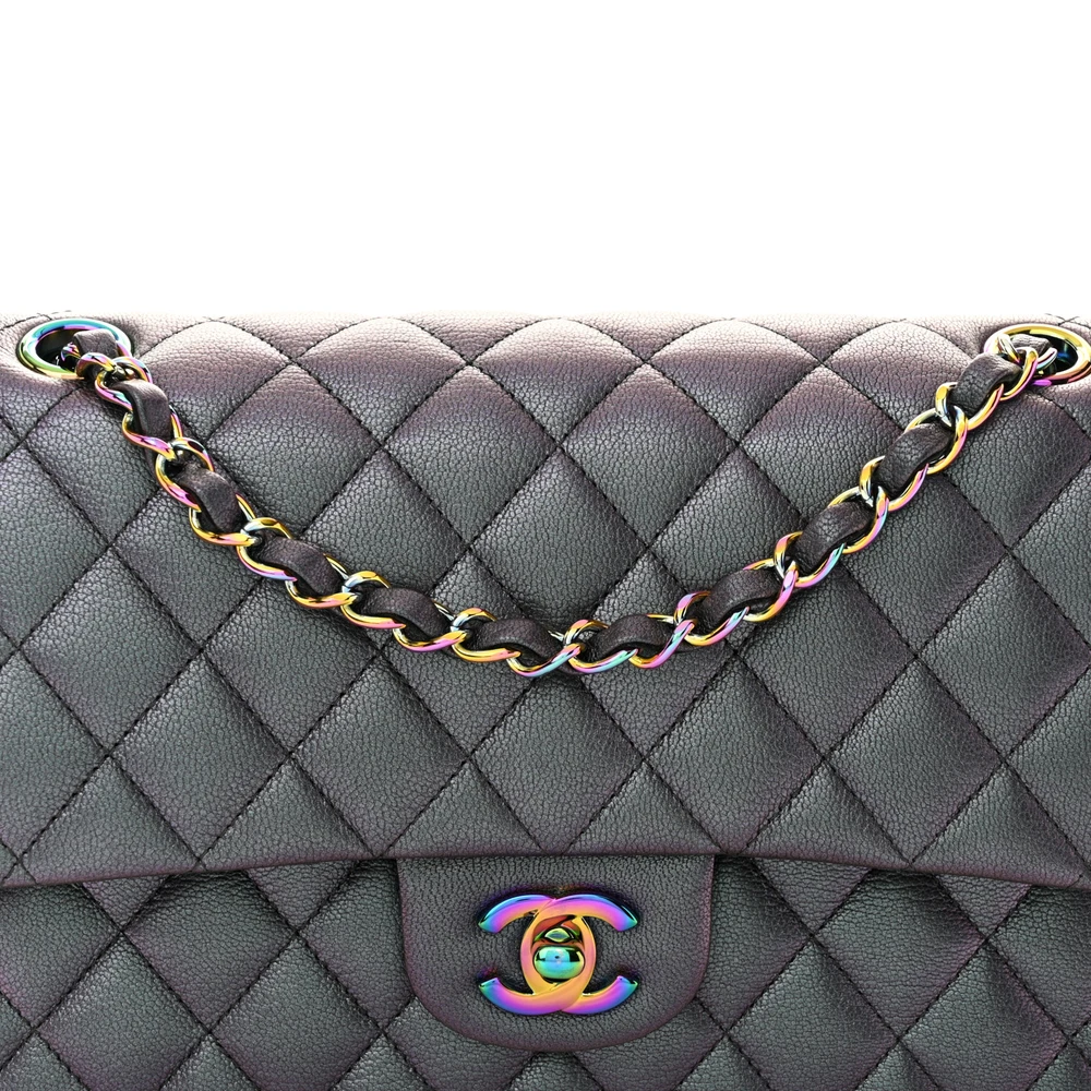 Lushentic Grade Replicas Double Flap in Metallic Purple Goatskin Leather - Image 8