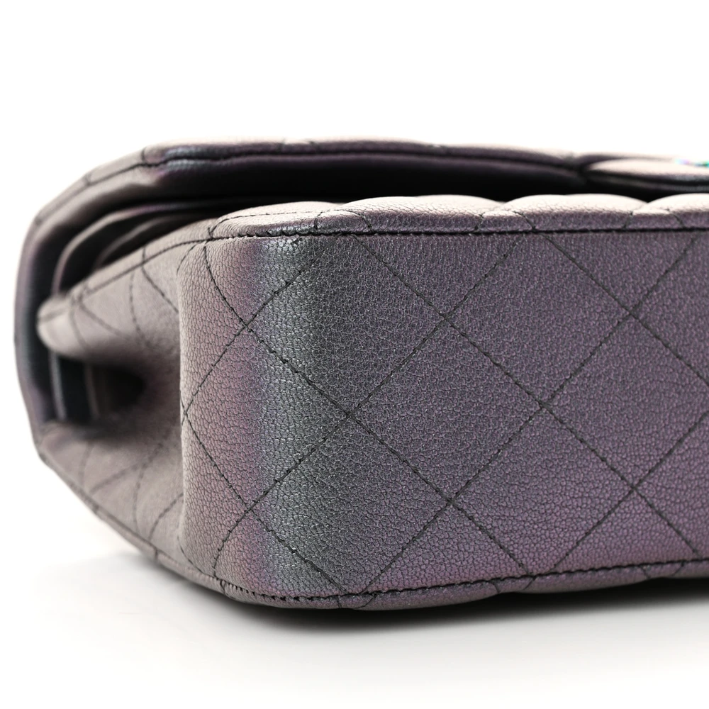 Lushentic Grade Replicas Double Flap in Metallic Purple Goatskin Leather - Image 4