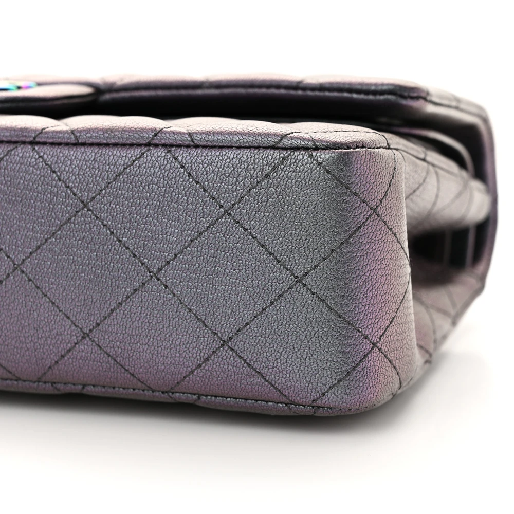 Lushentic Grade Replicas Double Flap in Metallic Purple Goatskin Leather - Image 5
