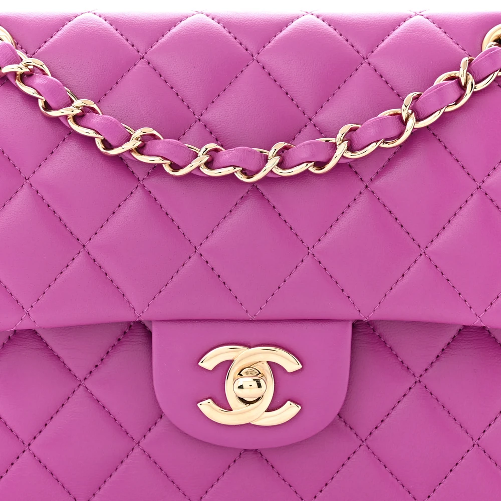 Lushentic Grade Replicas Double Flap Small Purple Quilted Lambskin Leather - Image 7