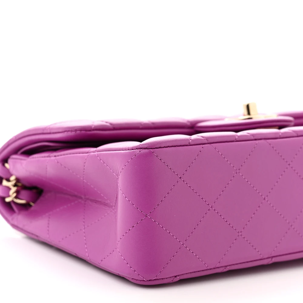 Lushentic Grade Replicas Double Flap Small Purple Quilted Lambskin Leather - Image 3