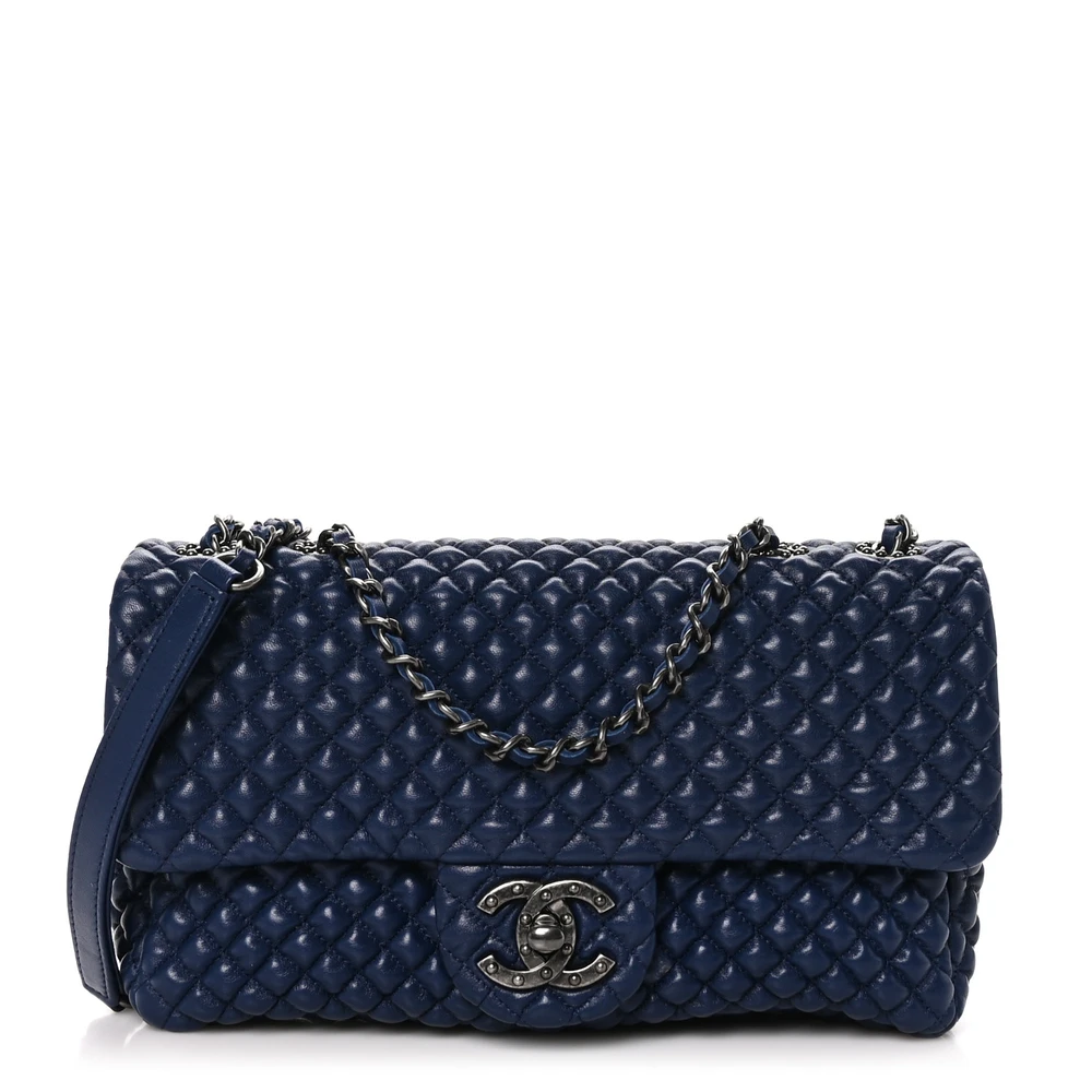 Lushentic Chanel Flap Small Navy Micro Quilted Calfskin Leather Ruthenium Hardware Front