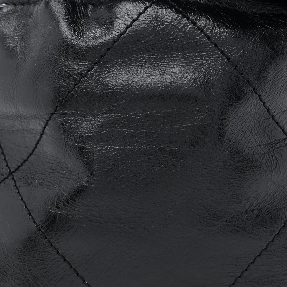 Lushentic Quality Handbags: Pearl Mini Chanel 22 Bag in Black Leather - Image 8