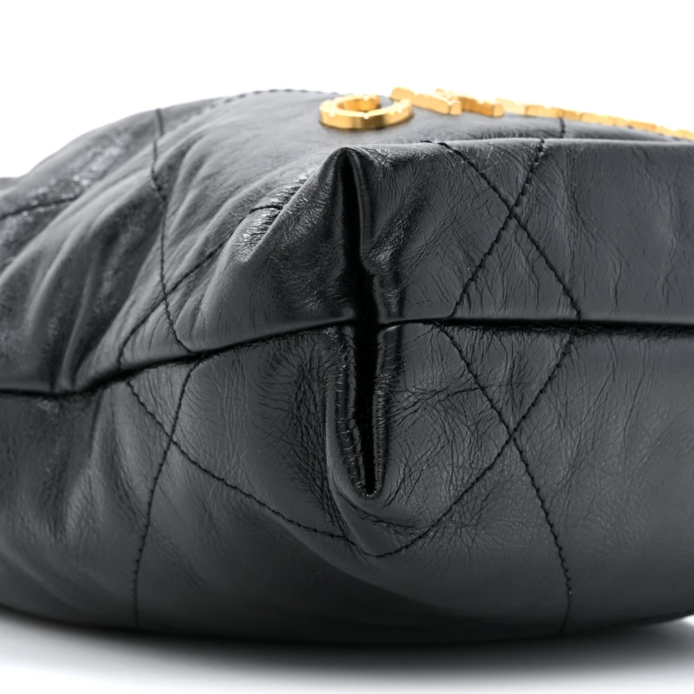 Lushentic Quality Handbags: Pearl Mini Chanel 22 Bag in Black Leather - Image 5