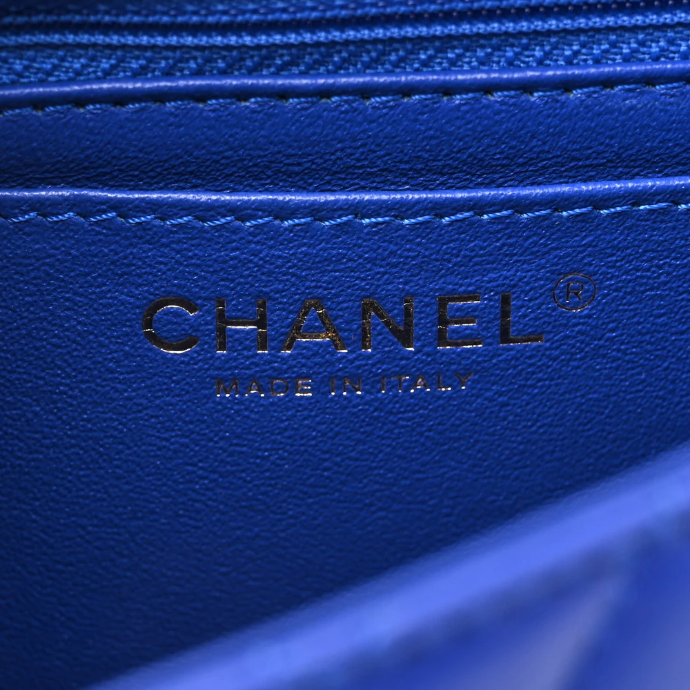 Lushentic Designer Bags - Rectangular Flap Mini in Blue Chevron Quilted - Image 2