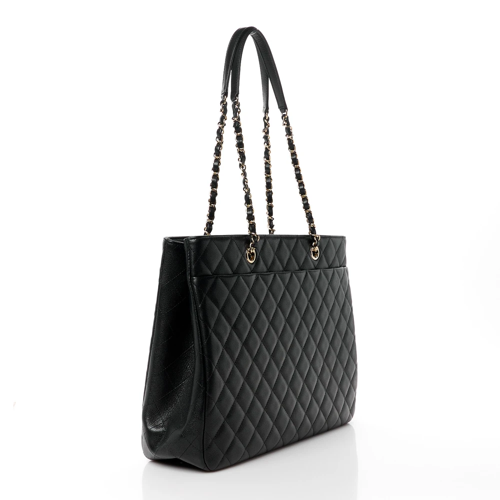 Lushentic Quality Shopping Tote - Large Black Quilted Caviar Leather - Image 3
