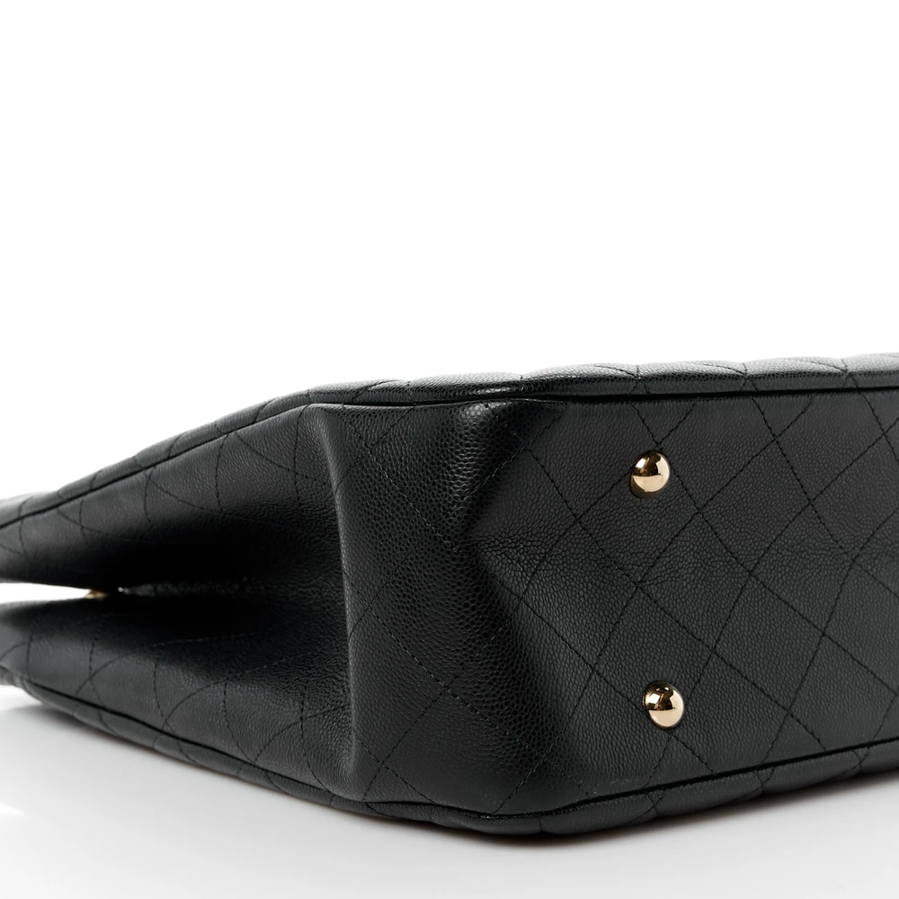 Lushentic Quality Shopping Tote - Large Black Quilted Caviar Leather - Image 4