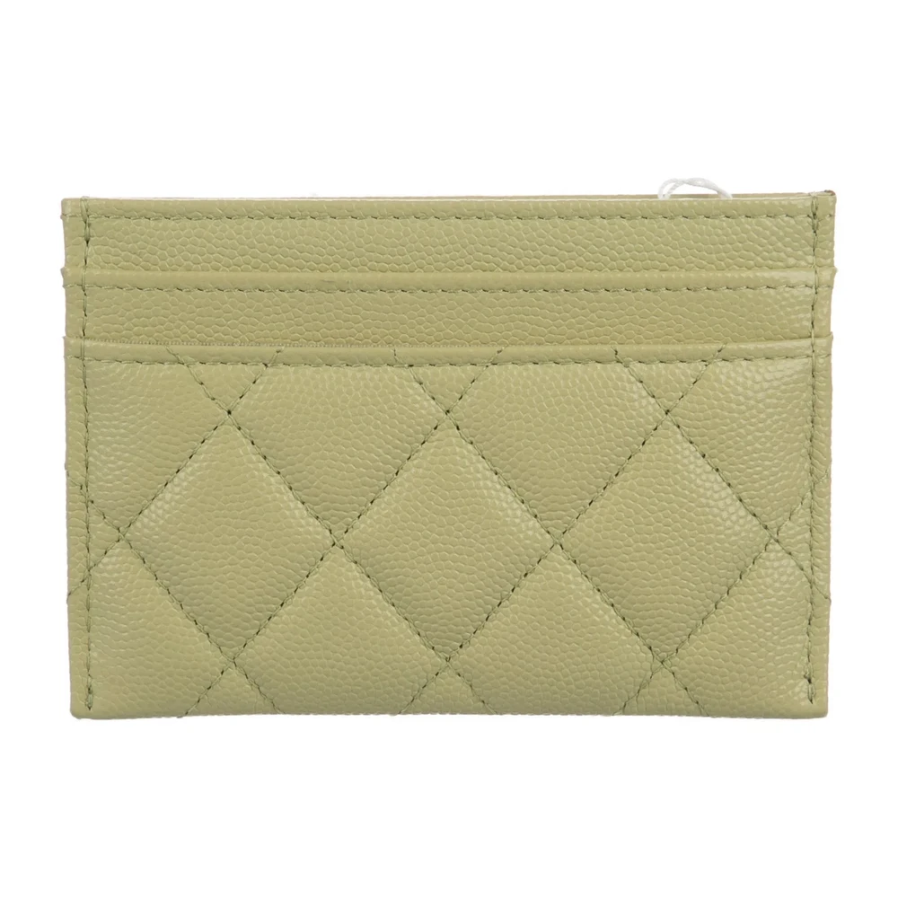 Lushentic Chanel Small Interlocking CC Logo Card Holder Green Caviar Leather Gold Hardware - Image 3