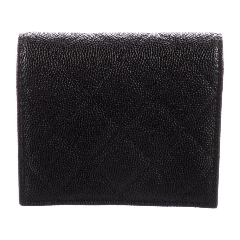 Lushentic Grade: Small Interlocking CC Wallet Black Caviar Leather Gold HW - Image 2
