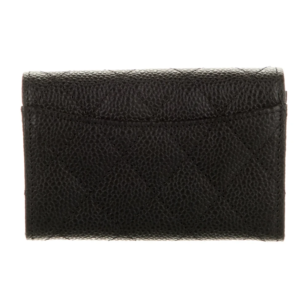 Lushentic Chanel Small Interlocking CC Logo Wallet Black Quilted Leather Silver Hardware - Image 2