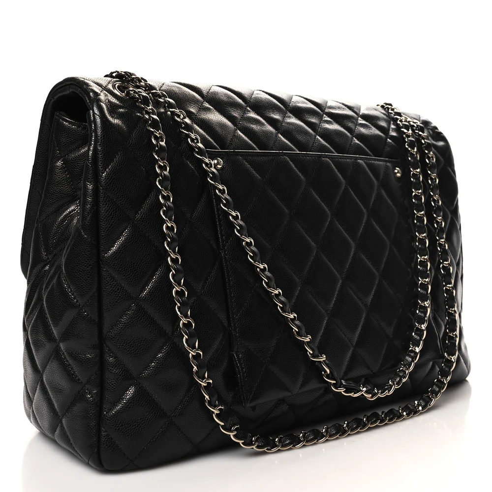 Lushentic Bag Travel Flap XXL Black Quilted Caviar Leather - Image 3