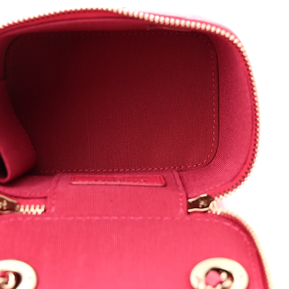 Lushentic Designer Trendy Mini Vanity Case in Dark Pink Lambskin Leather - Image 7