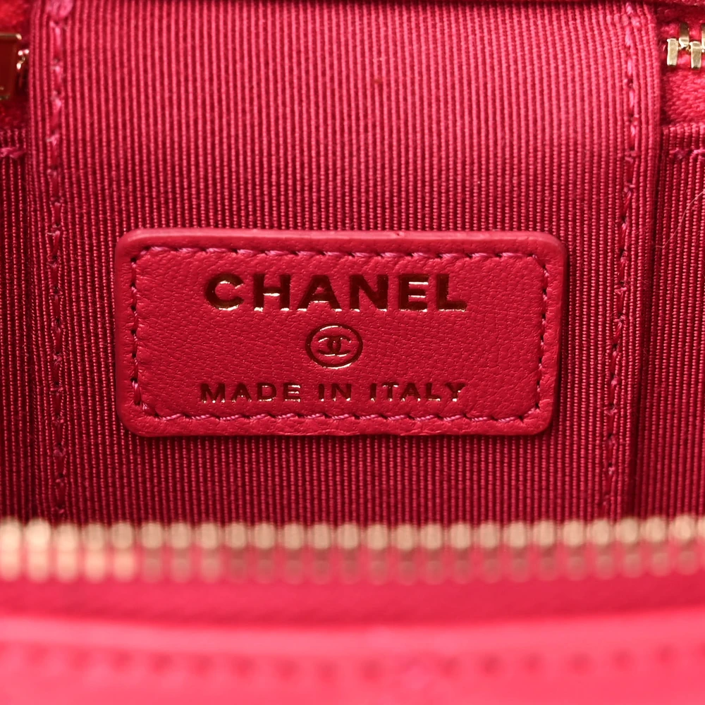 Lushentic Designer Trendy Mini Vanity Case in Dark Pink Lambskin Leather - Image 2