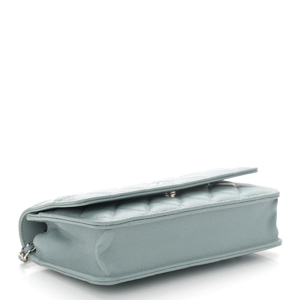 Lushentic Quality Handbags: Light Blue WOC in Quilted Caviar Leather - Image 6