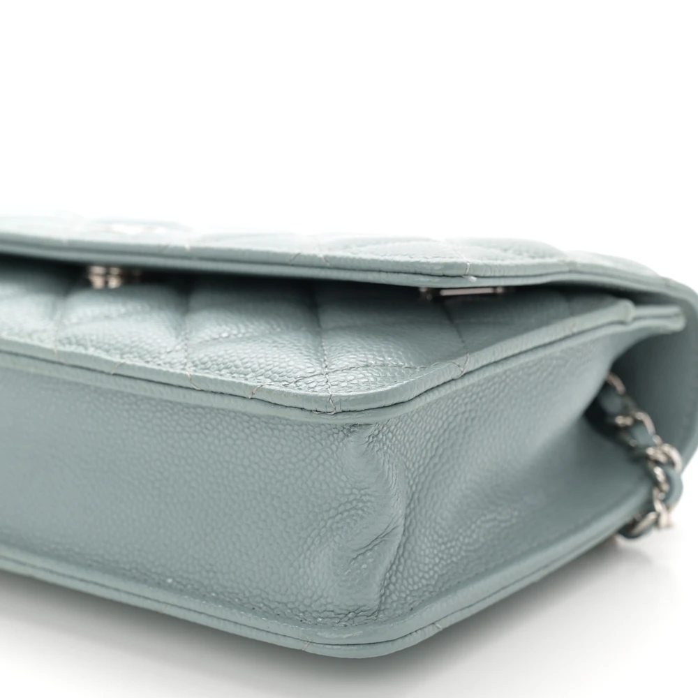 Lushentic Quality Handbags: Light Blue WOC in Quilted Caviar Leather - Image 5