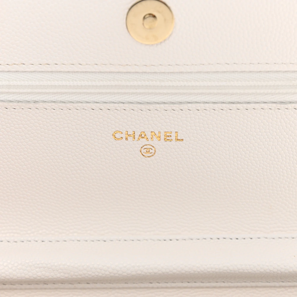 Lushentic Handbag Wallet on Chain - Small White Quilted Caviar Leather - Image 2