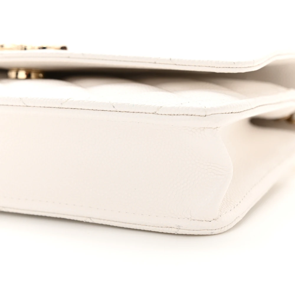 Lushentic Handbag Wallet on Chain - Small White Quilted Caviar Leather - Image 5