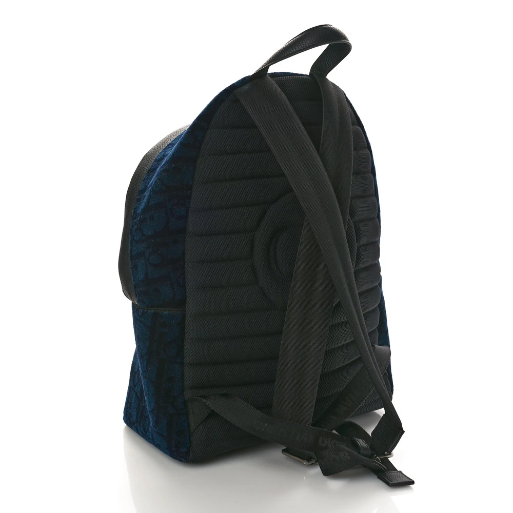 Lushentic Designer Bags – Large Navy Blue Velvet Backpack - Premium Alternative Bag