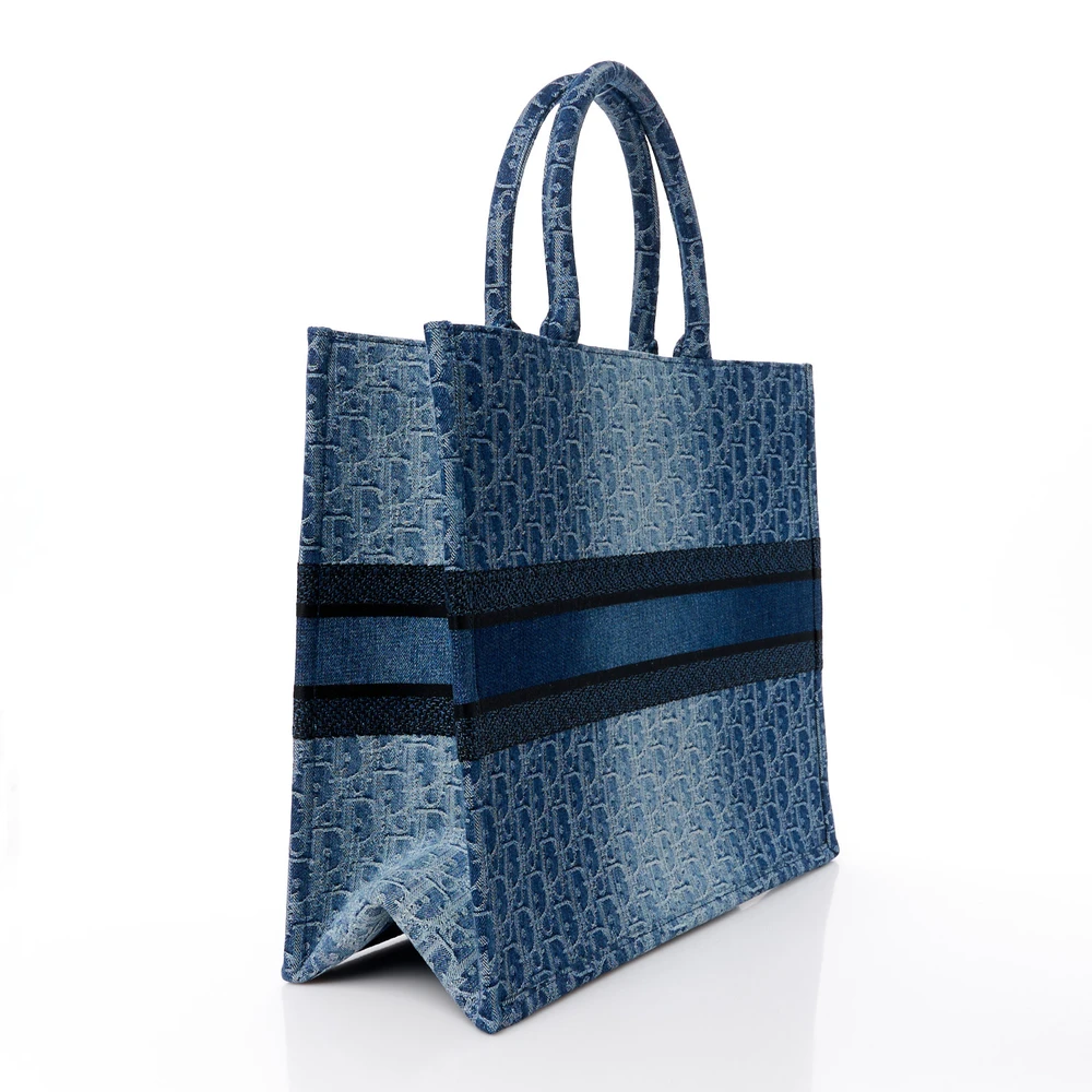 Lushentic Grade Bag: Large Book Tote in Blue Oblique Denim - Image 3