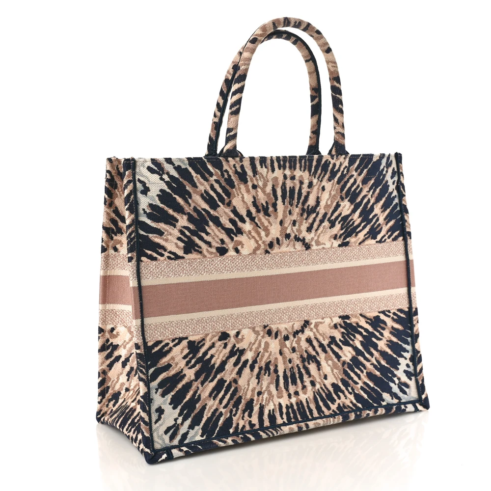 Lushentic Replicas Large Book Tote Multicolor Tie Dye Embroidered Canvas - Image 3