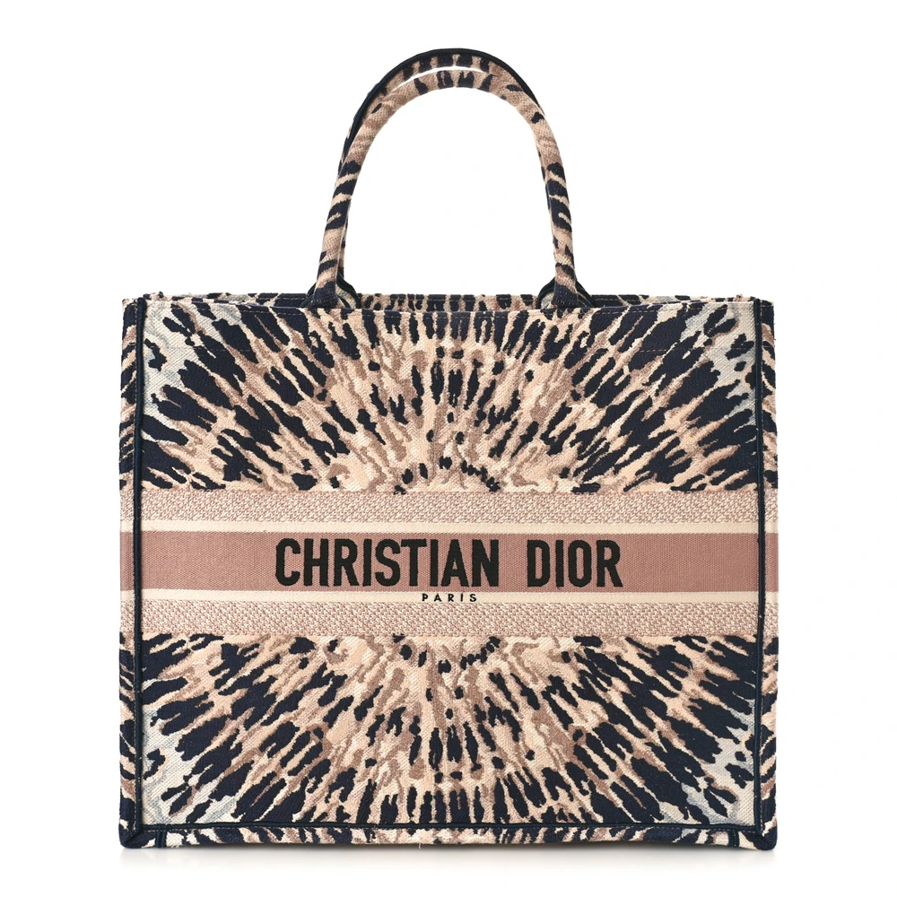 Lushentic Dior Large Book Tote Multicolor Tie Dye Embroidered Canvas Front