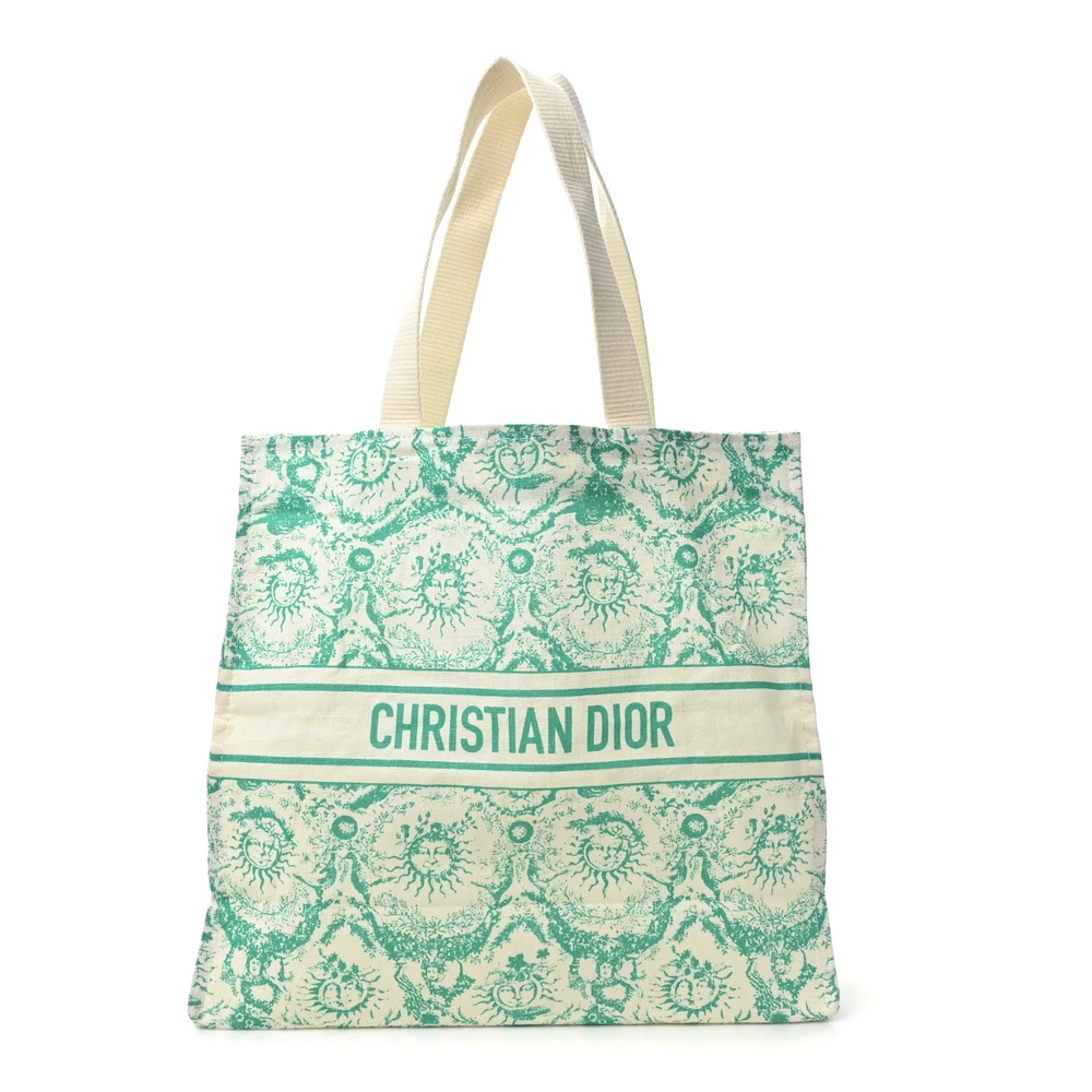 Lushentic Dior Large Dioriviera Toile De Jouy Soleil Tote Aquamarina Canvas Front