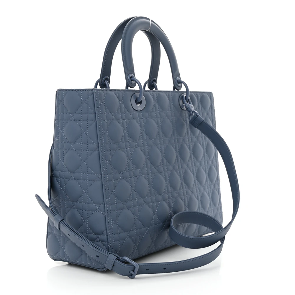 Lushentic Quality Large Lady Dior Denim Blue Ultra Matte Bag - Premium Alternative