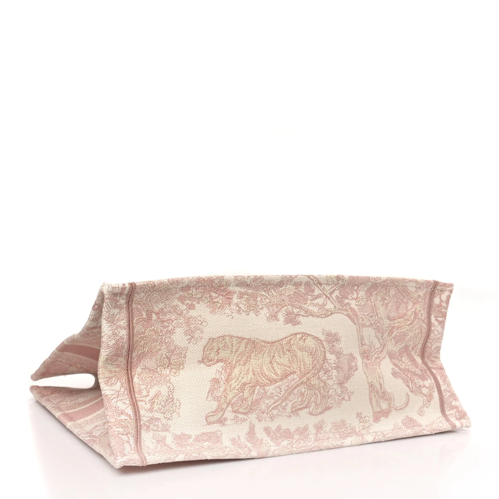 Lushentic Bag Large Toile de Jouy Book Tote Pink Embroidered Canvas - Designer Inspired Luxury Bag