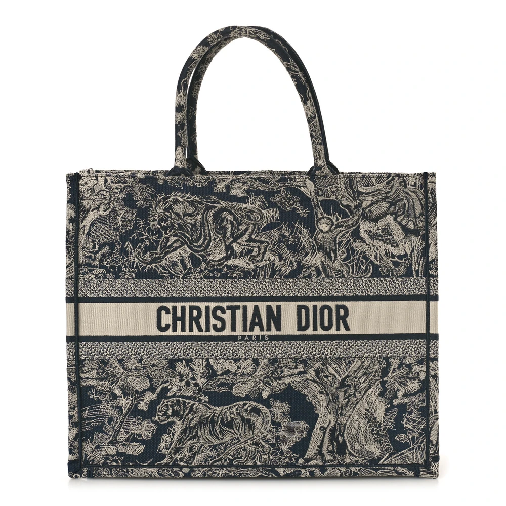 Lushentic Dior Large Toile De Jouy Dioriviera Book Tote Blue Reverse Embroidered Canvas Front
