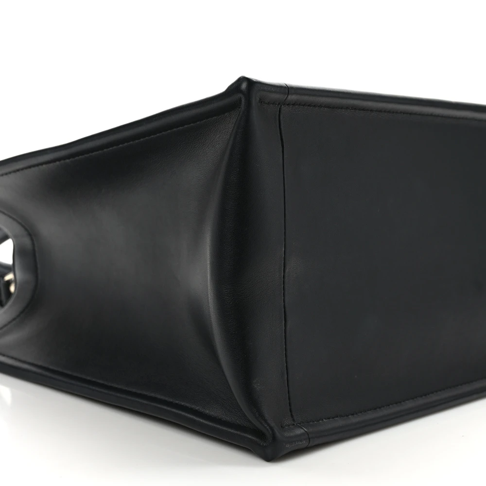 Lushentic Class Medium Book Tote – Black Macrocannage Calfskin Leather - Premium Alternative Bag