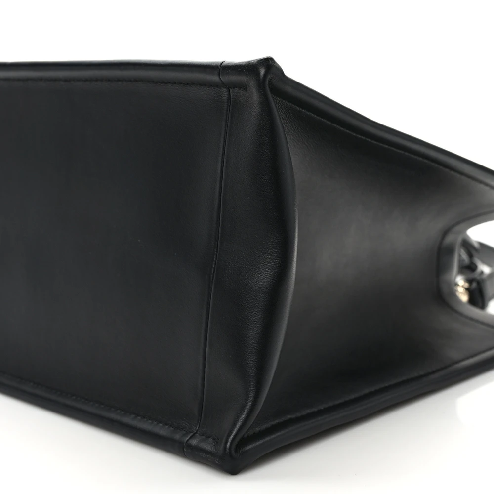 Lushentic Class Medium Book Tote – Black Macrocannage Calfskin Leather - Premium Alternative Bag