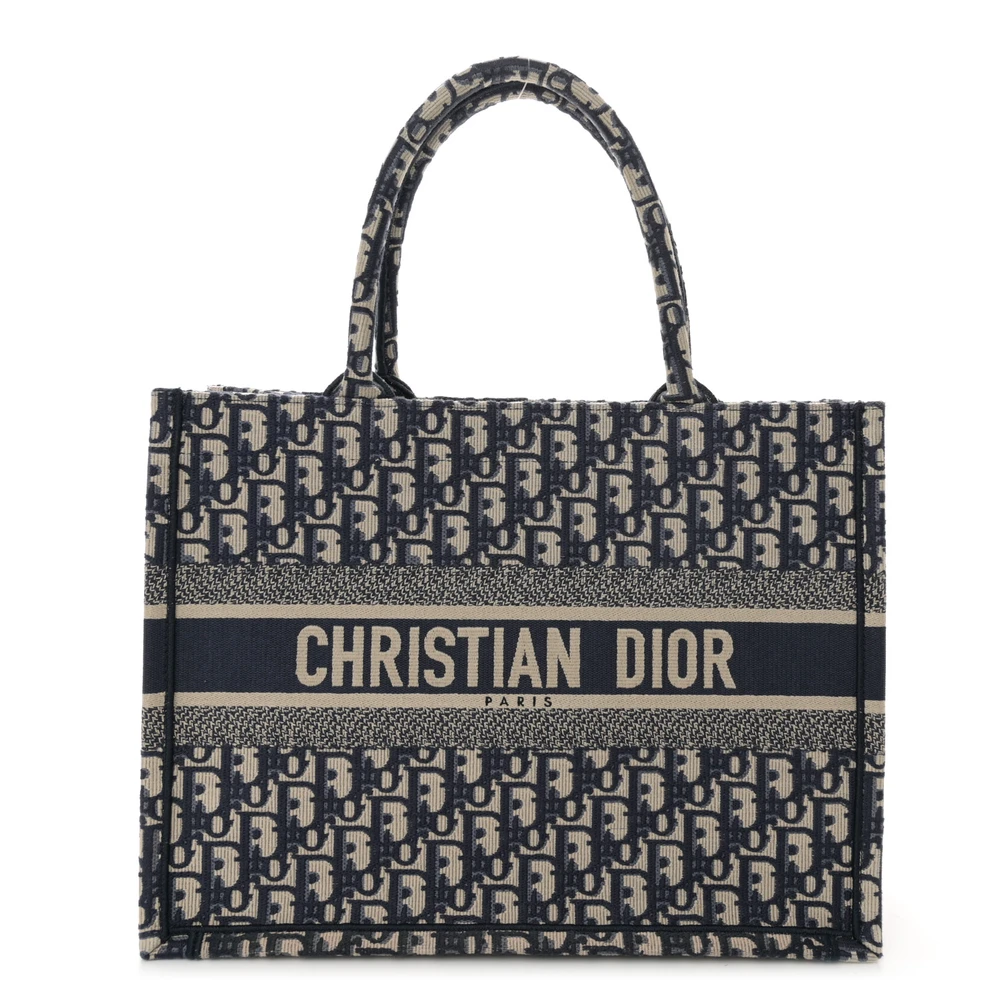 Lushentic Dior Medium Book Tote Blue Multicolor Oblique Canvas Front