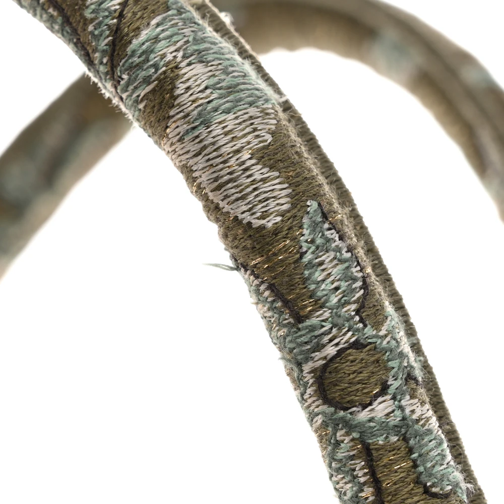 Lushentic Designer Brocart Book Tote in Metallic Green Embroidered Canvas - Image 11