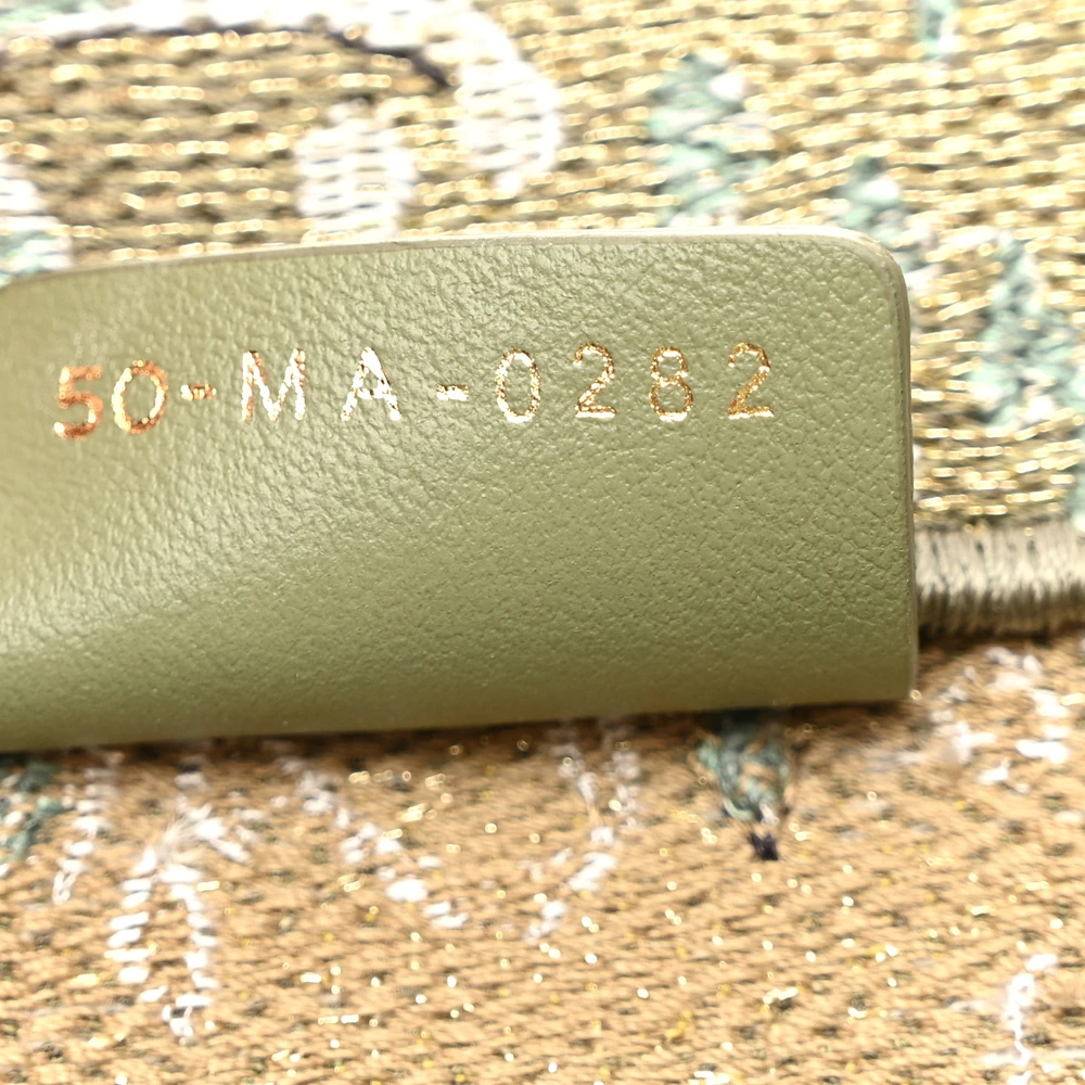 Lushentic Designer Brocart Book Tote in Metallic Green Embroidered Canvas - Image 12