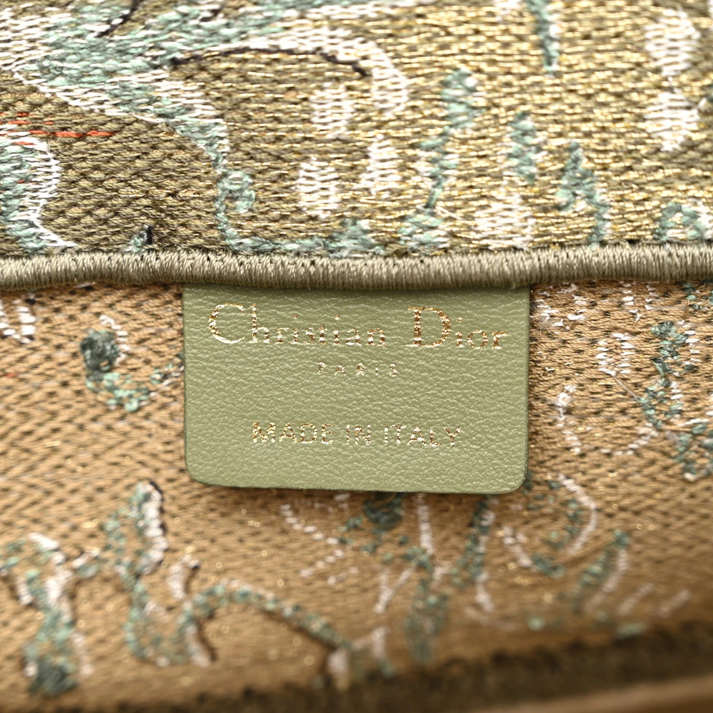 Lushentic Designer Brocart Book Tote in Metallic Green Embroidered Canvas - Image 2