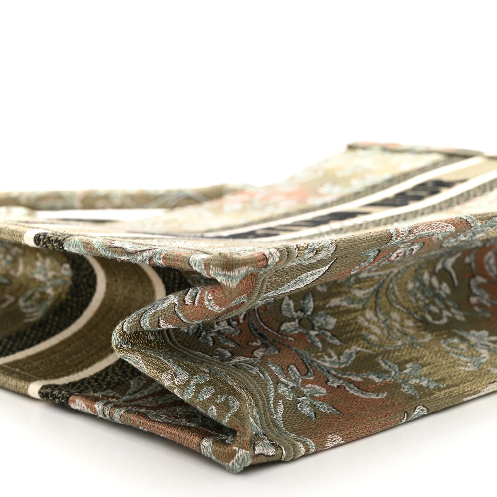 Lushentic Designer Brocart Book Tote in Metallic Green Embroidered Canvas - Image 4