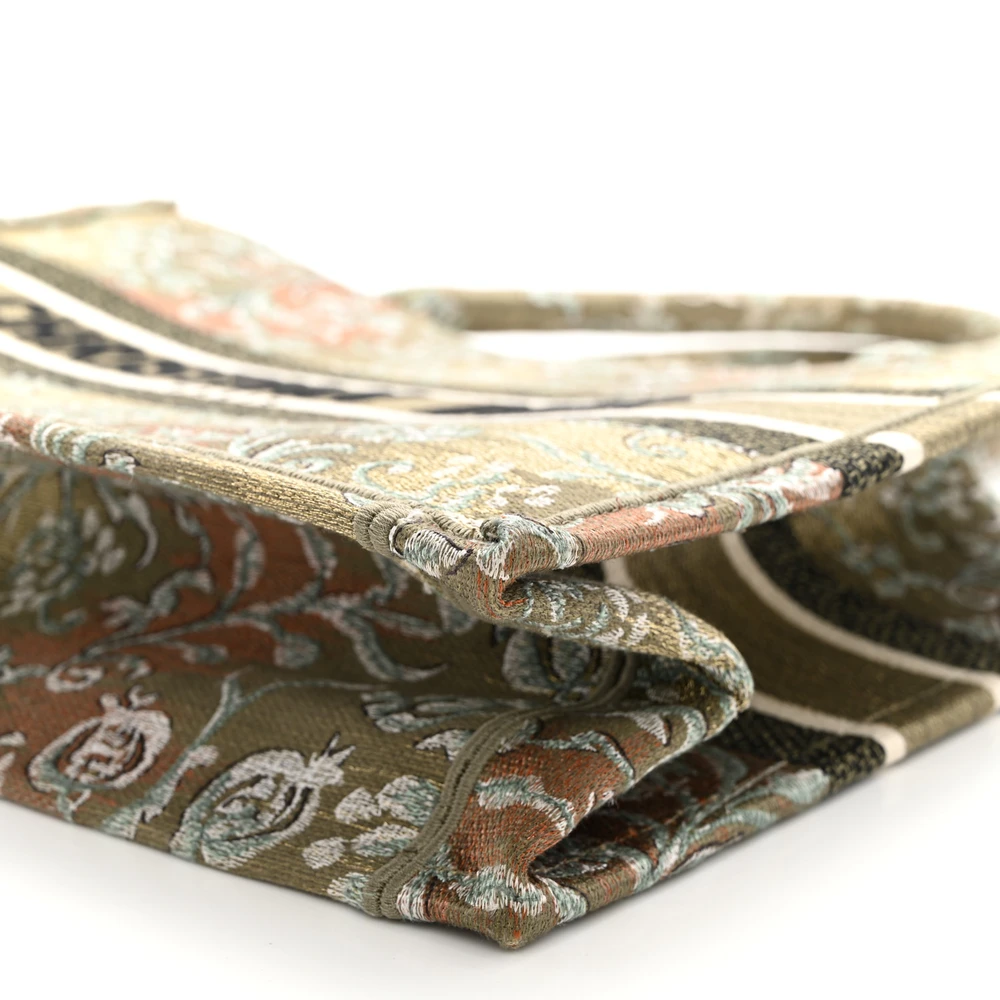 Lushentic Designer Brocart Book Tote in Metallic Green Embroidered Canvas - Image 5