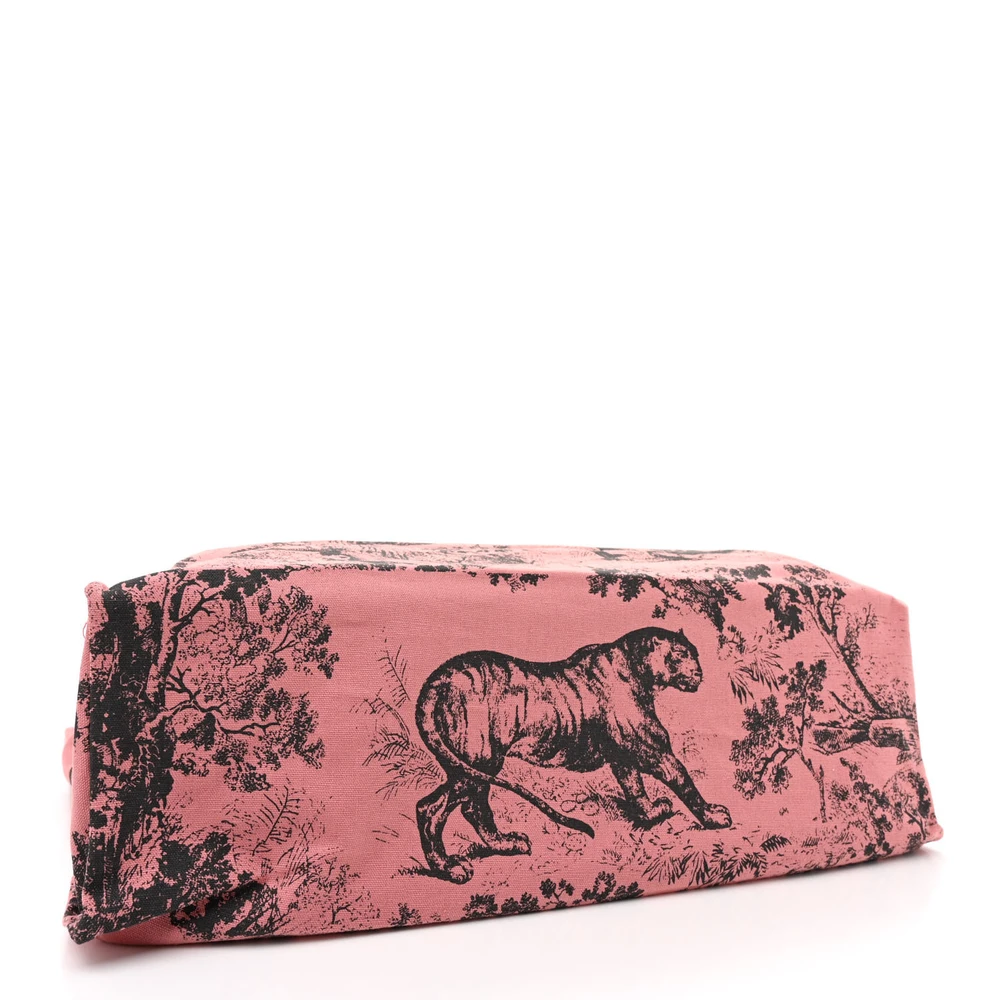 Lushentic Grade Designer Bags - Medium Dioriviera Tote Pink Grey Canvas - Image 5