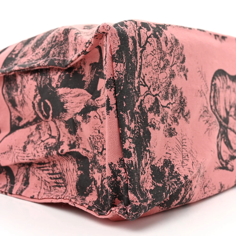 Lushentic Grade Designer Bags - Medium Dioriviera Tote Pink Grey Canvas - Image 3